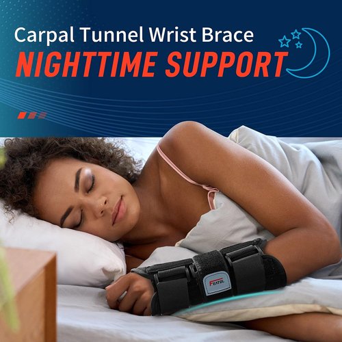 FEATOL Wrist Brace - Carpal Tunnel Night Support Splint for Pain Relief | Medium/Large, Left Hand