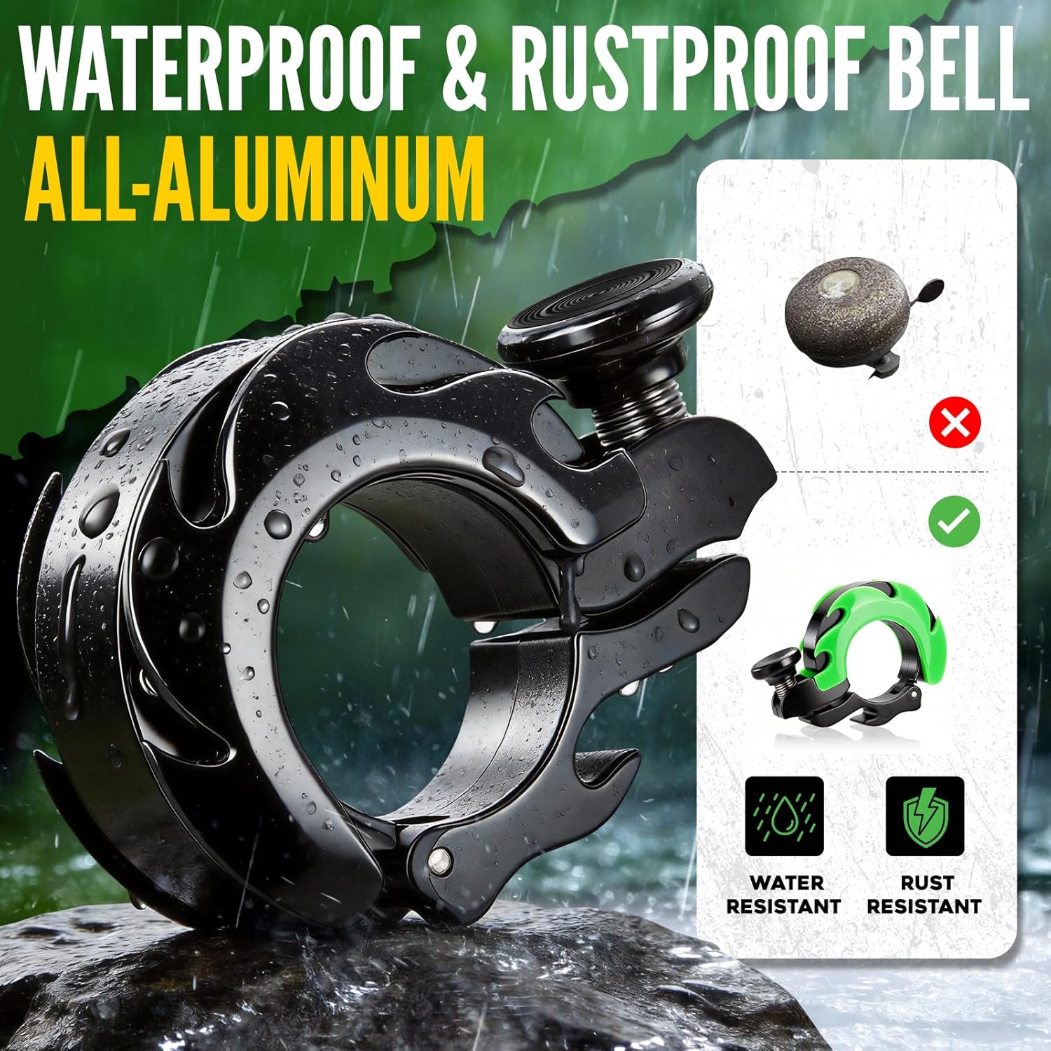 Skiennix Aluminum Alloy Bike Bell - Loud Clear Sound for Adults & Kids | Fits 0.75-1in Handlebars