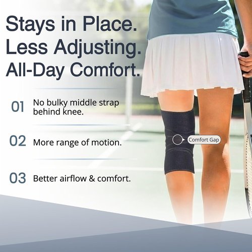 Exous Bodygear Knee Brace - Meniscus Tear & Arthritis Support | Patented Adjustable Wraparound Strap, Medium Size