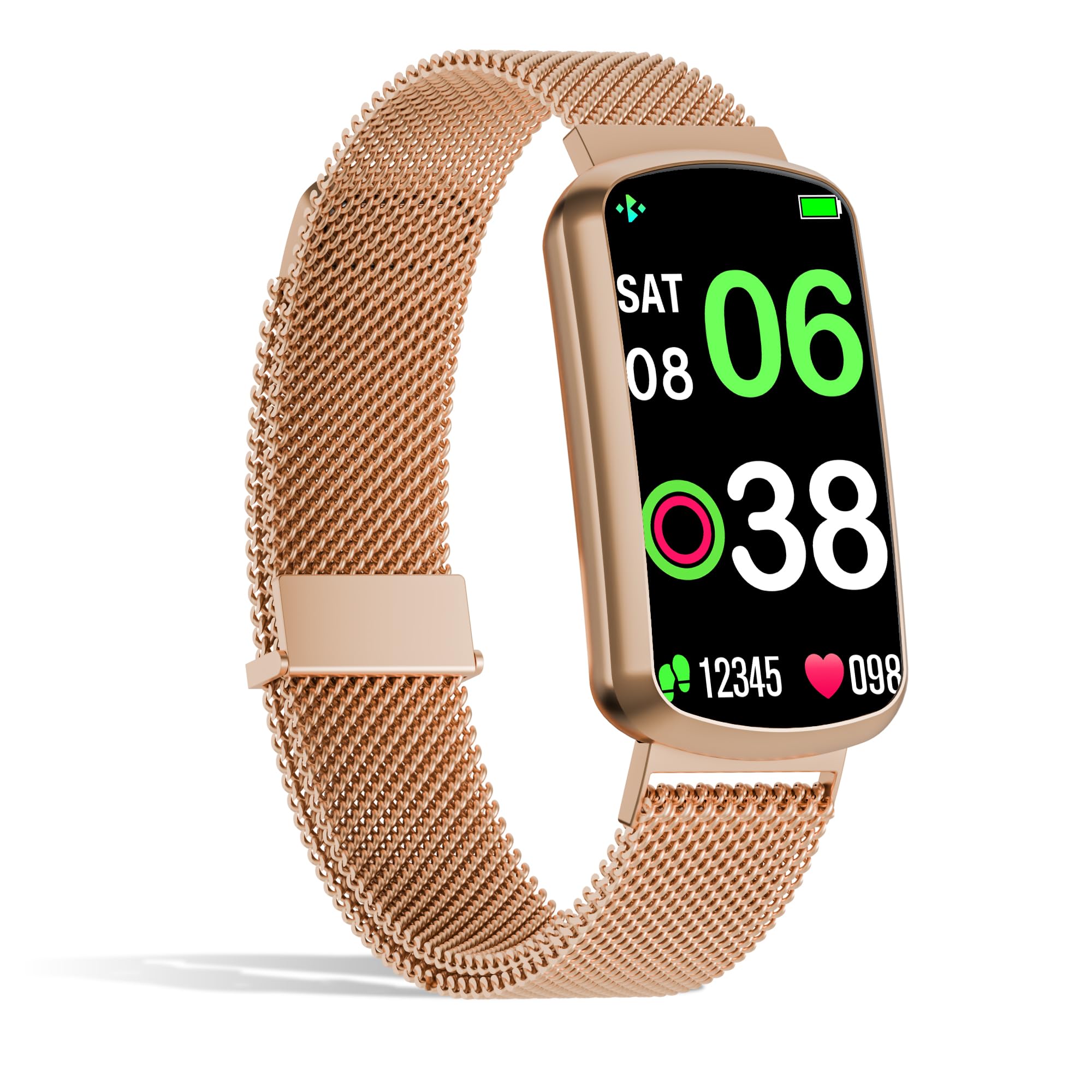 Health Fitness Tracker, Smart Watch with 24/7 Heart Rate, Activity Tracker with Blood Pressure and Blood Oxy-gen Monitor, 120 Sport Mode Waterproof Sleep Tracker for Women Men (Pink Gold)