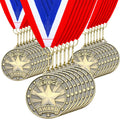 Quelay 30 Pcs 2'' Award Medals Bulk Gold Winner Medals with Neck Ribbons Metal Trophy Award Prize Gift for Tournaments, Competitions, Party, Kids and Adults (Service Award)