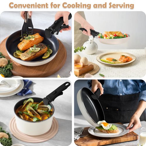 Wayona 2 Pack Removable Handles for Pots and Pans Black - Universal Detachable Pan Handle - Heat-Resistant Plastic, Stainless Steel, Silicone - Black