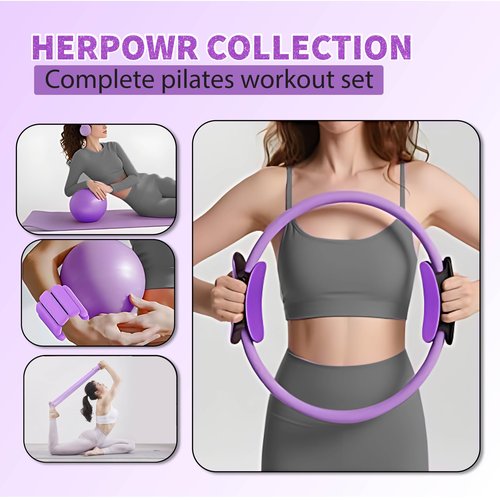 HerPowr Pilates Kit with Weights, Pilates Kit with Ankle Wrist Weights, Pilates Set, at Home Pilates Kit, Pilates Sets for Women, Pilates Essential kit, Pilates Accessories, Pilates Workout Sets