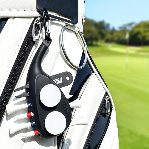 BROTHER STICK Golf Tee Holder for Golf Bag Accessories for Men, 3-in-1 Tee Caddy, Includes 6 Golf Tees, Divot Repair Tool & Golf Ball Marker, Stylish Golf Gifts for Men & Women