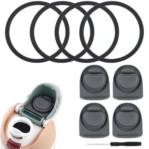 Joshey Rubber Seal Replacement Gasket & Stopper Set - Compatible with Owala Freesip Bottles (Gray)