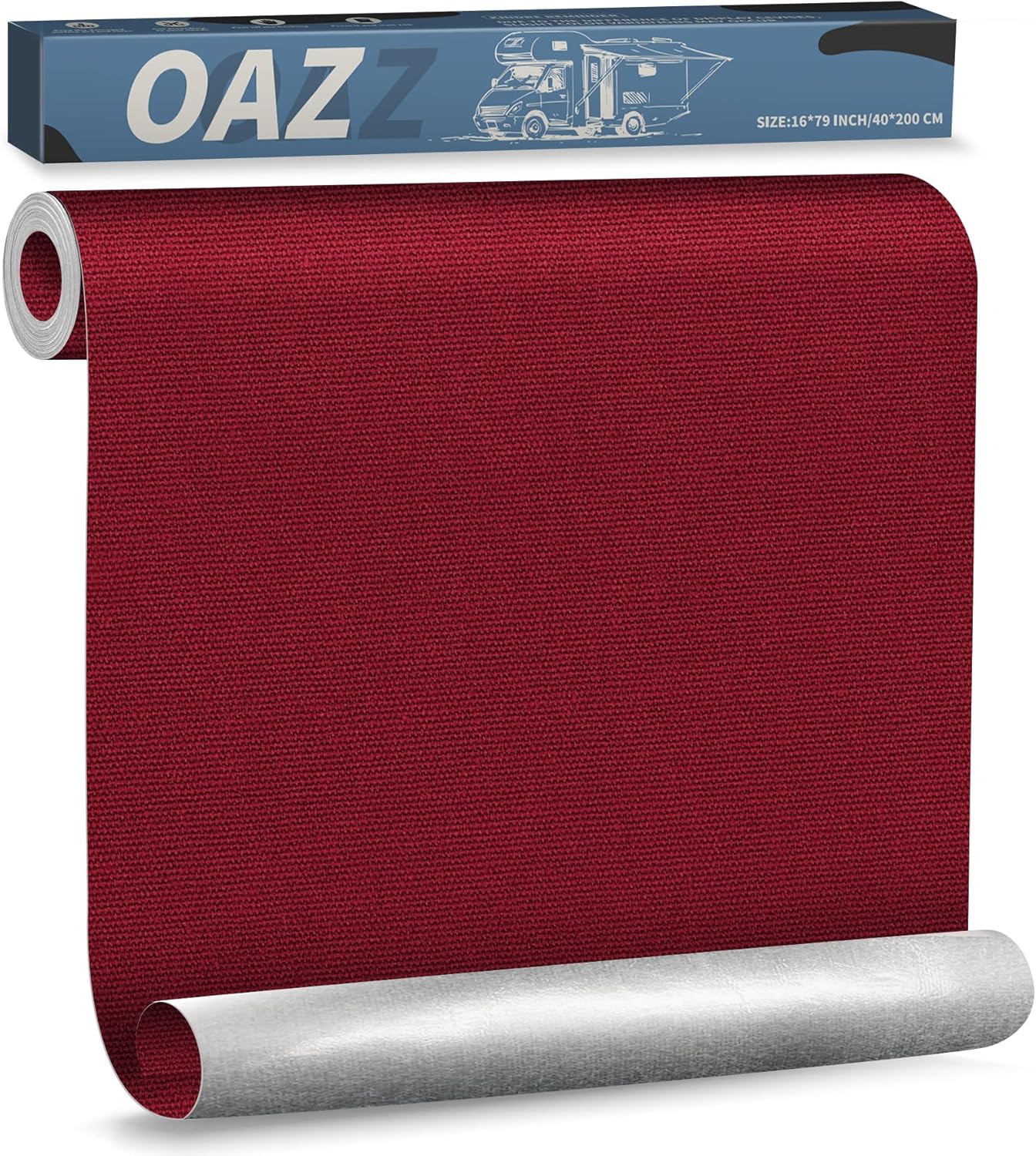 OAZ Canvas Repair Patches - Waterproof Self-Adhesive Fabric Patch Kit for Outdoor Gear | 16 x 79 Inch (Burgundy)