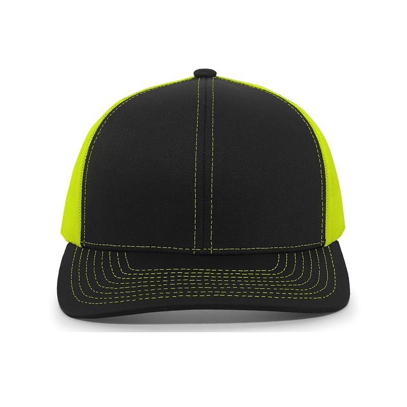 Pacific Headwear Trucker Snapback Cap - Black/Neon Yellow, One Size