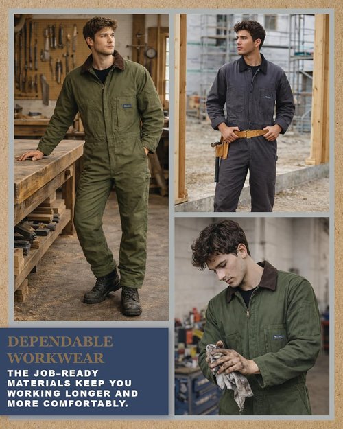 Bass Creek Outfitters Men's Coveralls - Insulated, Water-Resistant Long Sleeve Work Suit | Durable & Comfortable
