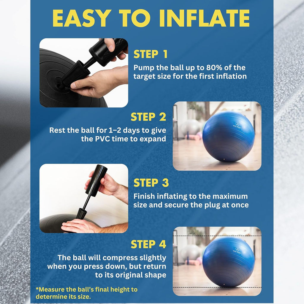 ProBody Pilates Yoga Ball - Exercise Balls, Various Sizes, for Stability, Pregnancy, Workout & Physical Therapy