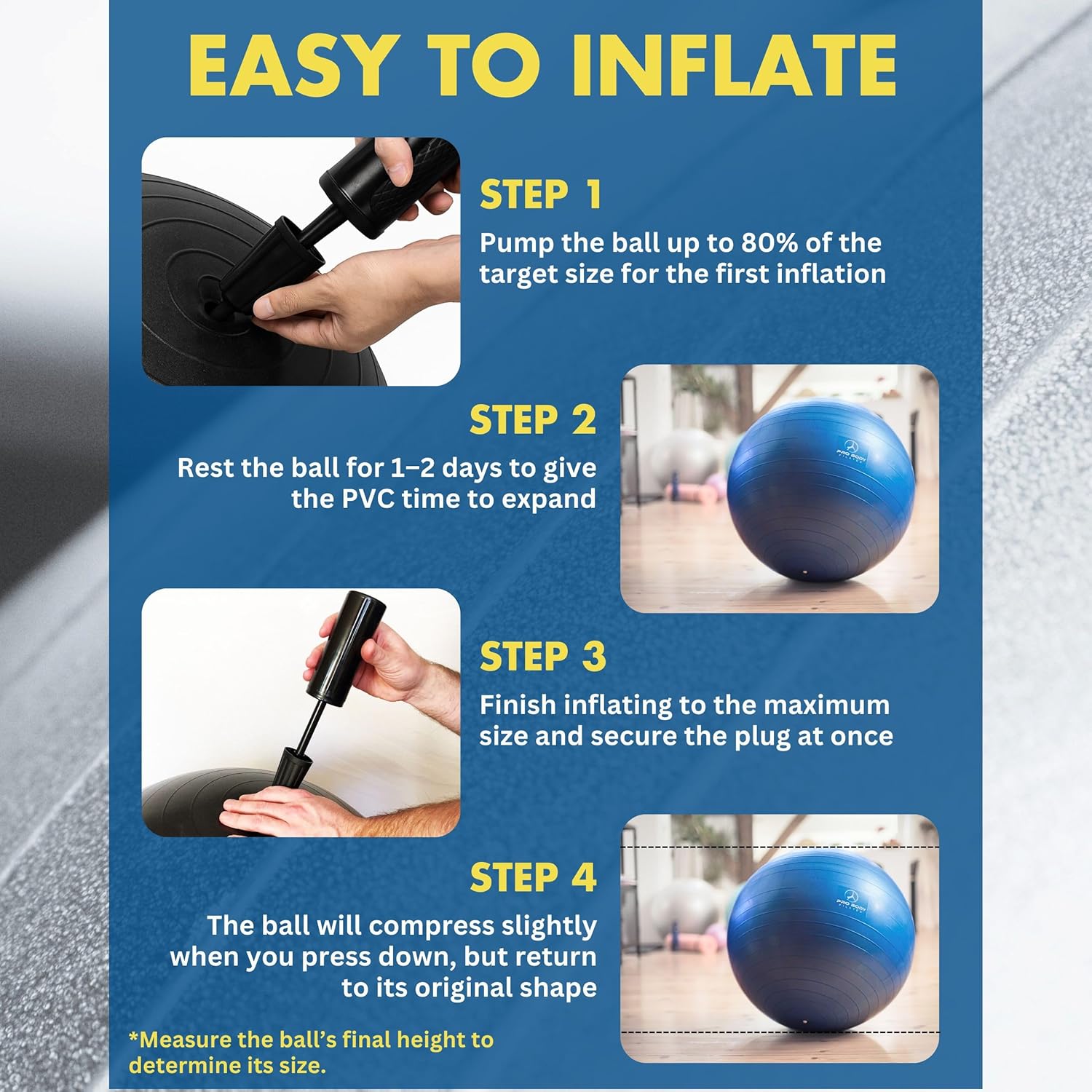ProBody Pilates Yoga Ball - Exercise Balls, Various Sizes, for Stability, Pregnancy, Workout & Physical Therapy
