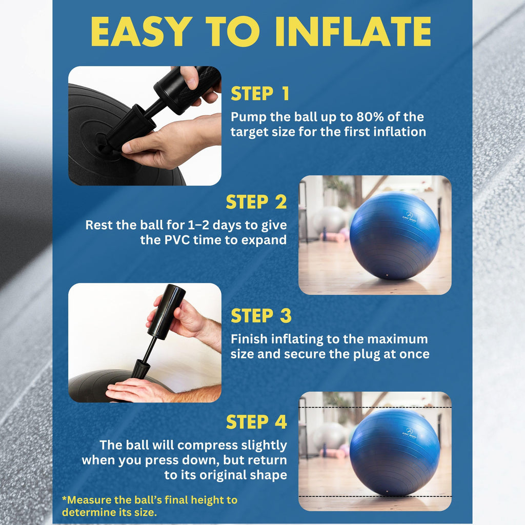 ProBody Pilates Exercise Ball - Multiple Sizes Gym Grade Balance Ball for Fitness, Workout, Pregnancy & Physical Therapy, Stability Yoga Ball Chair (Aqua, 75 cm)