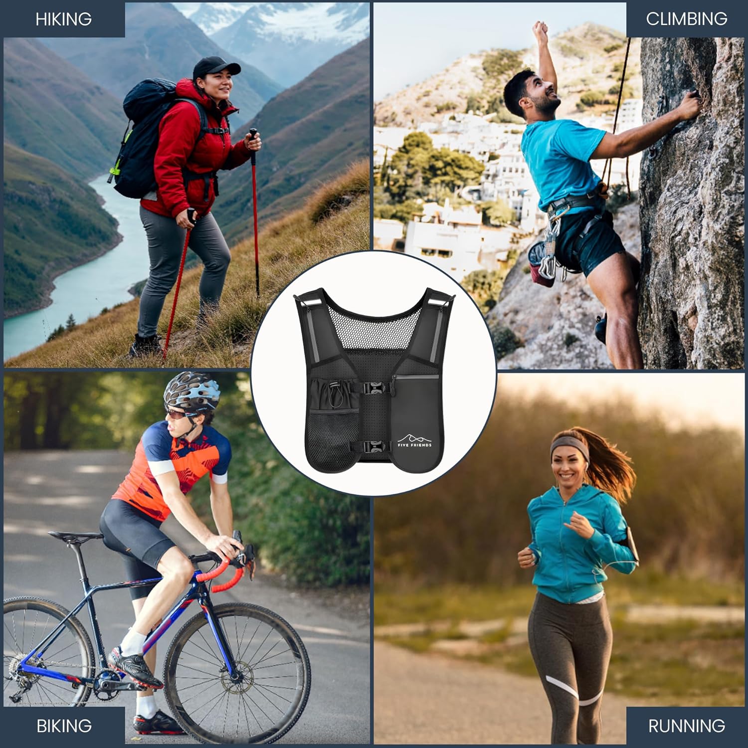 Skiennix Running Vest - Lightweight Reflective Hydration Pack with 6 Pockets | Adjustable for Men & Women