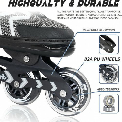 Nattork Adjustable Inline Skates - Perfect for Adults & Teens | Indoor & Outdoor Use, Beginner-Friendly