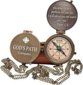 PSALM God's Path Compass - Engraved Working Handmade Antique Compass with Scripture - Religious, Christian, Catholic, Christening, First Communion, Confirmation Gifts for Teenage Men (Leather Box)