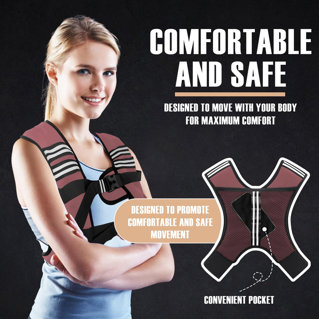 NATURELUX Weighted Vest with Reflective Stripe and Adjustable Buckle Straps, Sand Brown, 25 lbs