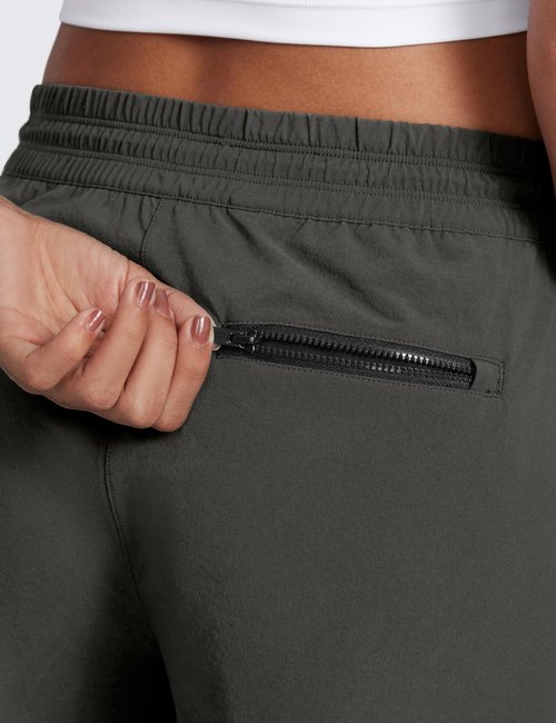 CRZ YOGA High Waisted Hiking Shorts for Women 3" - Water Resistant Cargo for Athletic Travel Outdoor with Zip Pockets Arbor Olive Large