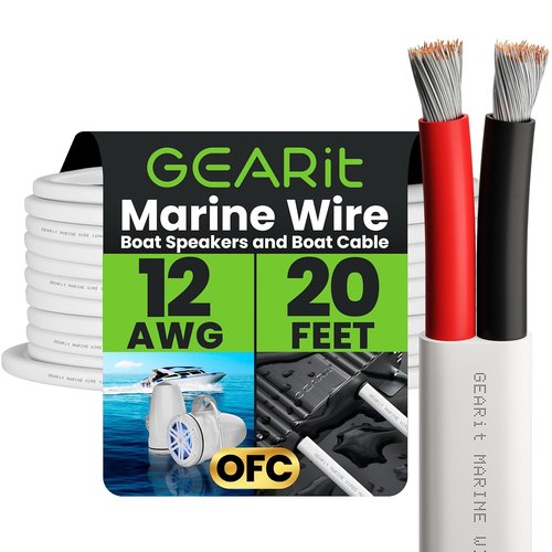 GEARit 12 Gauge Marine Wire - 12/2 AWG Tinned Copper Electrical Cable | 20ft Red & Black Insulated for Boats & RVs