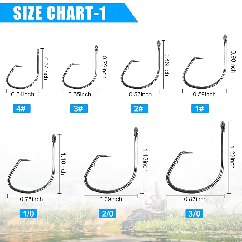 2/0-120pcs Saltwater Circle Hooks, High Carbon Steel Octopus Hooks for Catfish, Bass, Redfish, Freshwater