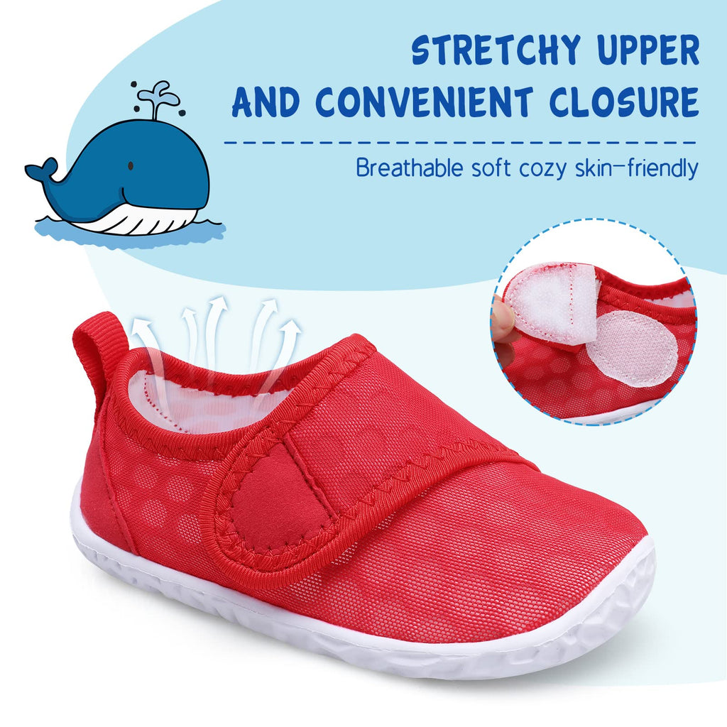 LeIsfIt Boys Girls Water Shoes Kids Aqua Socks Toddler Quick-Dry Swimming Shoes Non-Slip Summer Shoe for Beach Pool Surf, Red, 9 Toddler
