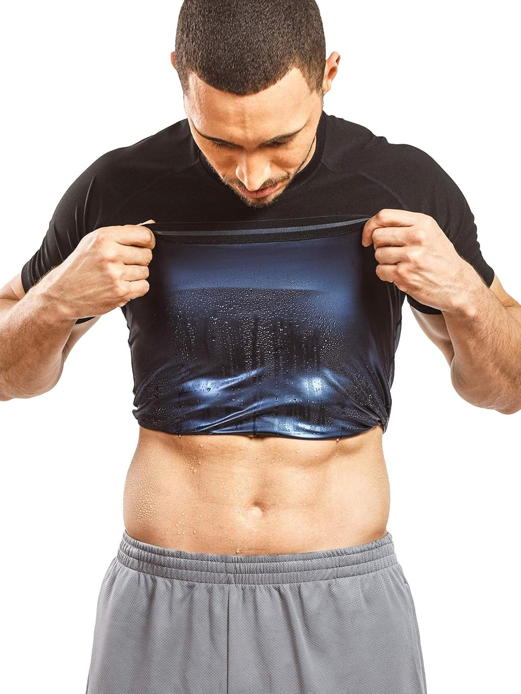 Sweat Shaper Men's Sauna Suit Shirt - Short Sleeve Compression Athletic Tee for Enhanced Performance