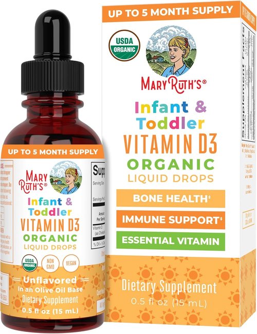 MARYRUTH'S Organic Vitamin D Drops - Sugar-Free Liquid D3 for Immune Support | Gluten-Free, Non-GMO | 90-150 Servings