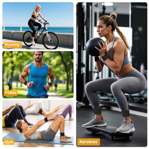 GLIDESMOOTH Wrist Weights, 1.1LB Each Stackable Magnetic, Adjustable Ankle Weights for Men & Women, Jogging/Yoga & More, Black