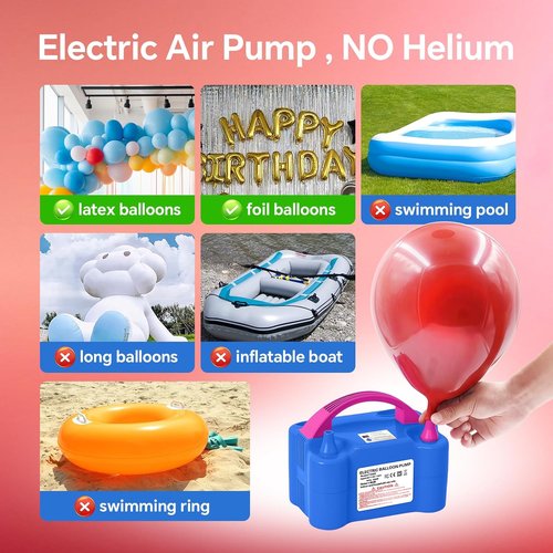 Electric Balloon Pump,110V 600W Portable Dual Nozzles Balloon Pump,Air Pump Balloon Blower for Party Decorations with Tying Tool
