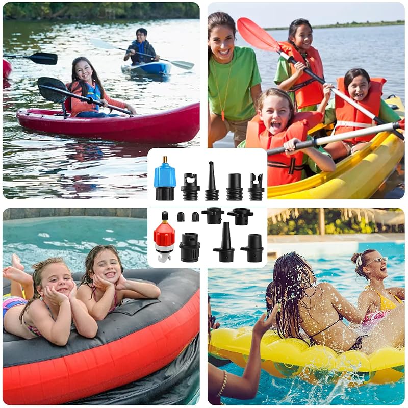 Inflatable Paddle Board Pump Adapter Kit - 9 Nozzles & Valve Attachment for Air Pumps