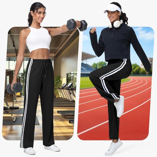 MIVEI Women's Athletic Track Pants - Loose Fit Sweatpants with Zipper Pockets | Available in 28-34 Inseam