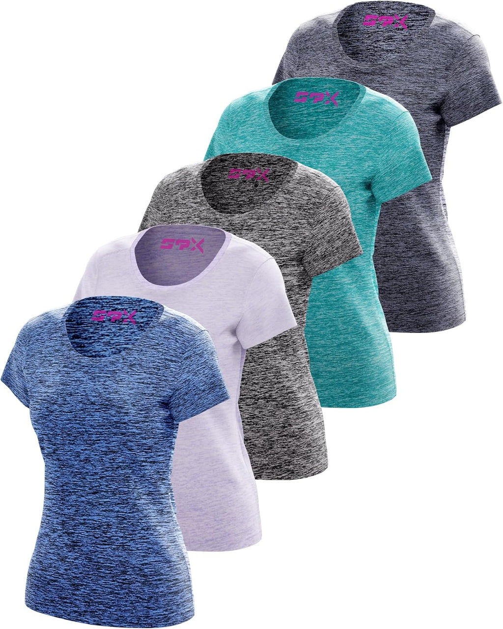 Skiennix Women's Dry-Fit Crewneck T-Shirts - Moisture-Wicking Activewear for Yoga & Gym | 5 Pack