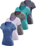 Skiennix Women's Dry-Fit Crewneck T-Shirts - Moisture-Wicking Activewear for Yoga & Gym | 5 Pack