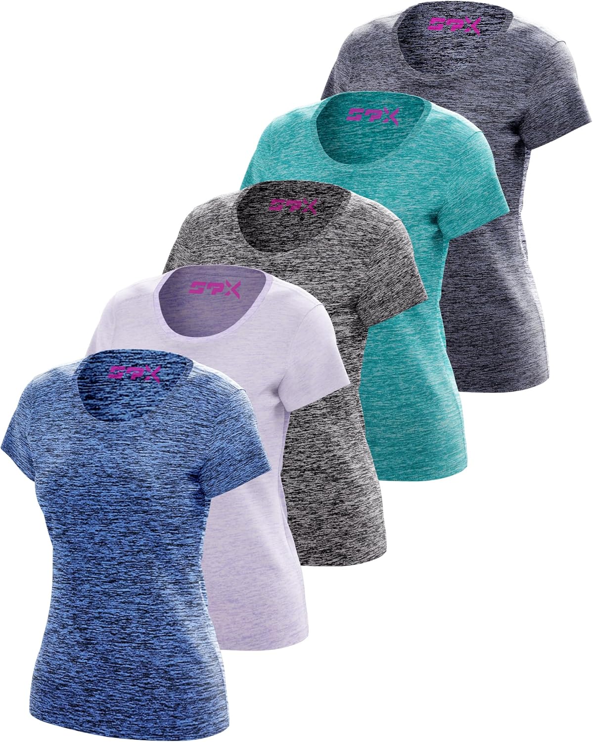 Skiennix Women's Dry-Fit Crewneck T-Shirts - Moisture-Wicking Activewear for Yoga & Gym | 5 Pack