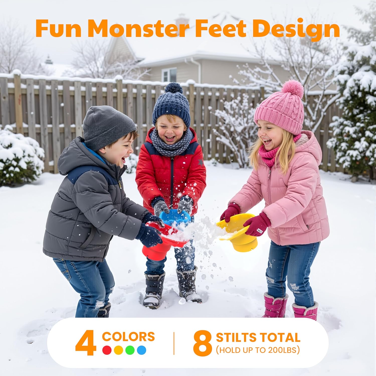 Skiennix Balancing Stilts for Kids - 4 Pairs of Walking Monster Feet for Balance & Coordination | Ages 4-10