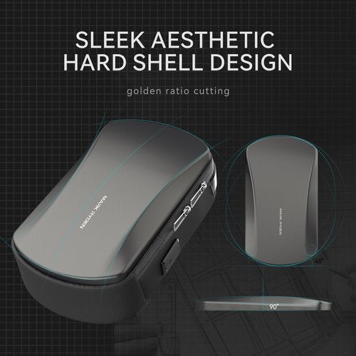 MARKETRON Sling Backpack Men, Sleek Aesthetic Sling Bag with Hard Shell Design and USB Charging Port, Waterproof Shoulder Bag for Traveling, Sporting, Cycling, Daily