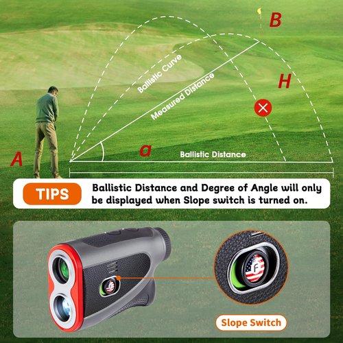PONADA Golf Rangefinder with Slope, 1200 Yards Range Finder with 7X Magnification & Voice Broadcast, Flag Pole Locking Vibration, Magnetic Mount, Elegant Lychee Grain Microfiber Leather Decor
