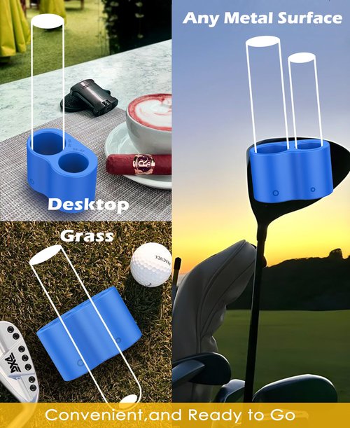 vigoregal Magnetic Item Holder for Golf Cart Premium Silicone, Dual-Slot Design with 4 Heavy-Duty Magnets, One-Hand Operation, Universal Fit for 36-60 Ring Gauge Items – Lies Flat or Sticks Securely