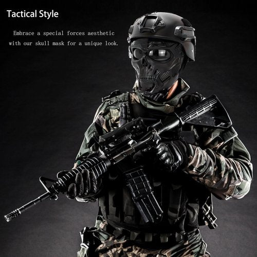 2 Packs Airsoft Skull Mask Full Face Tactical Shield Mask for Men – Evil Black Motorcycle Masks for CS Survival Games, Shooting, Cosplay, Movie, Paintball, Halloween, Scary