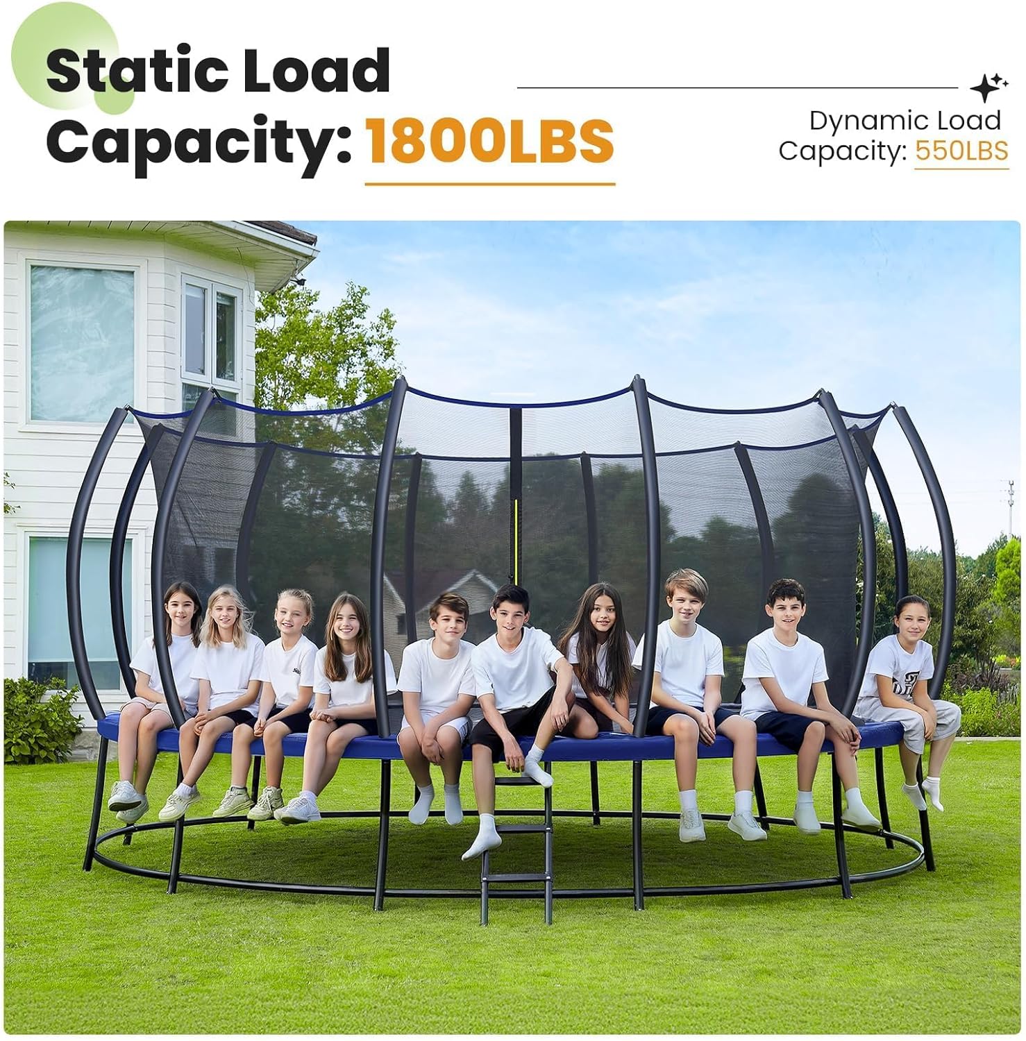 Zupapa 1800LBS Capacity Double Frame Trampoline - 12FT to 16FT | No-Gap Safety Design & Basketball Hoop