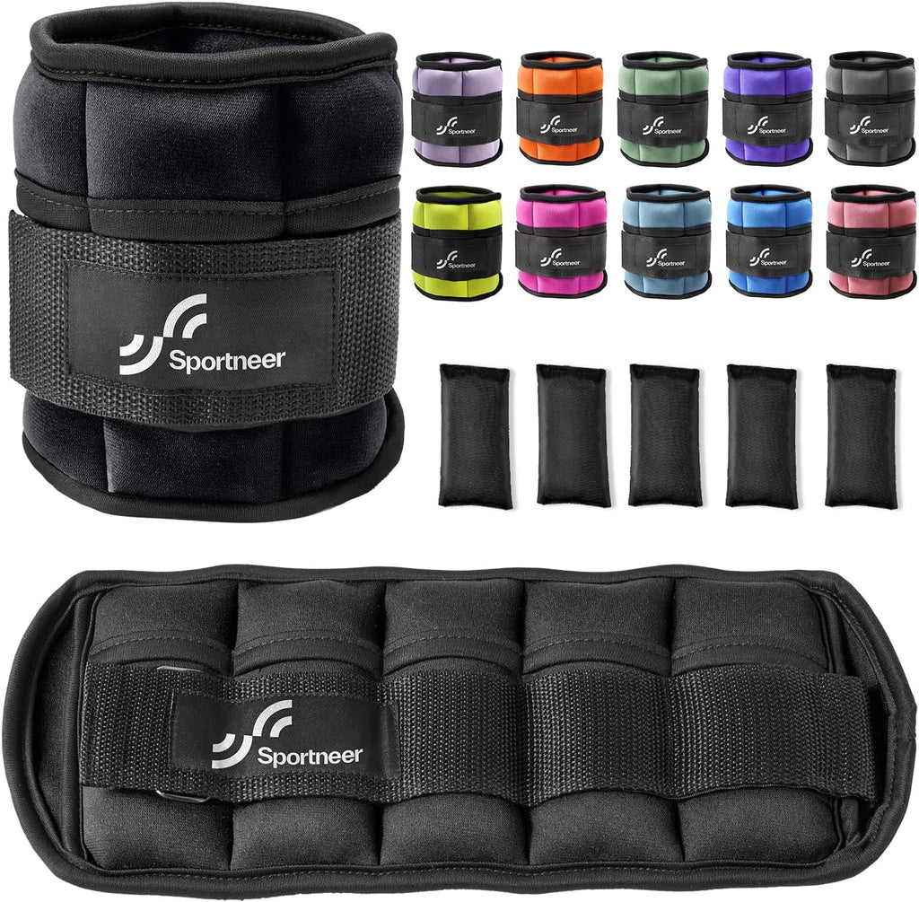 Sportneer Adjustable Ankle Weights - 1 Pair (2-10 lbs) Neoprene Leg Weights for Walking, Running & Yoga