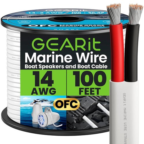 GEARit 14 Gauge Marine Wire - 100 Feet Duplex Tinned Copper Cable | Red & Black, Oxygen-Free Insulation for Boats & RVs