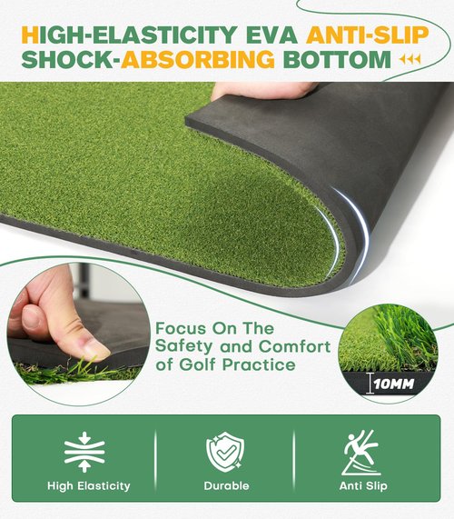 Premium Dual-Turf 5x4ft Golf Mat:Upgraded Golf Hitting Mat, Alignment & Angle of Approach Aid, Indoor/Outdoor Practice, Green,Ideal Golf Valentine's Day Gifts