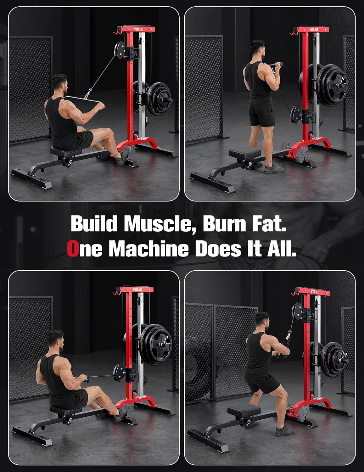 YOLEO Power Cage - Smooth Dual Pulley System with 1700LBS Capacity | Adjustable Cable Crossover for Home Gym