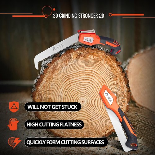 ProSSS Folding Bone Meat Saw for Hunting and Butchering,1PC Replaceable Blade, 65Mn Spring Steel Blade, 3 Angles to Lock, Triple Ground Saw Teeth with A Storage Bag
