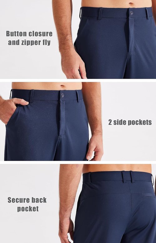 Libin Men's Golf Pants - Lightweight Slim Fit Joggers with 3 Pockets | Soft Stretchy Athletic Wear