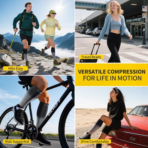 CAMBIVO Gradient Calf Compression Sleeves, 20-30 mmHg Medical Footless Compression Socks for Shin Splints, Leg Fatigue, Travel, Running, Standing & Daily Wear – Stylish Leg Support for Men & Women