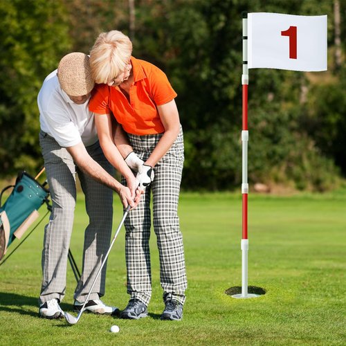 Burbell 2 Pack Golf Flag Stick 6ft Putting Green Flag Golf Hole Cup Pole Pin Numbered Flags for Driving Range Backyard Yard Putting Green and Chipping Greens Gifts