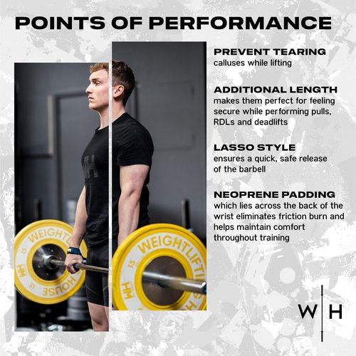 Weightlifting House Weight Lifting Straps. Wrist Straps for Olympic Weight Lifting, Snatch, Pulls and Deadlifts for both Men and Women (White)