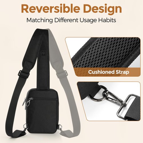 VADOO Small Sling Bag for Men, Tactical Crossbody Bag with Zipper Lock, RFID and Molle System for Travel Work Outdoor