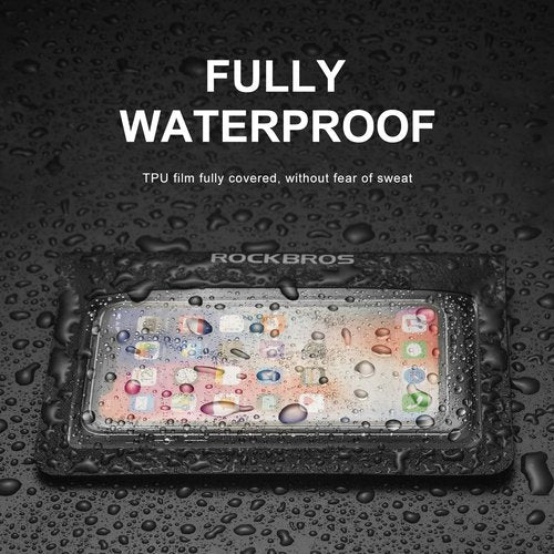 ROCKBROS Bike Sweat Guard Bicycle Trainer Sweat Net with Phone Pouch Bike Sweat Catcher Net Sweat Protector for Indoor Cycling Training Compatible with iPhone 12 11 Phones Below 6.2’’