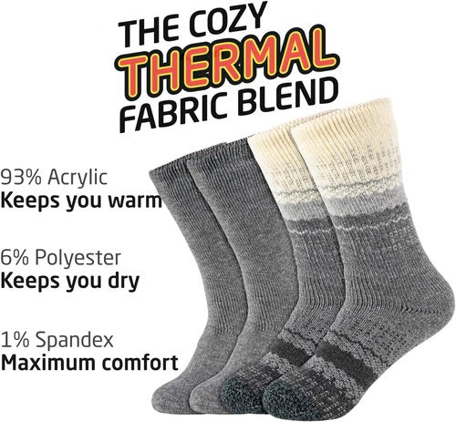 Hot Feet Thermal Socks for Women - Thick, Insulated Cold Weather Hiking Socks | Sizes 4-10.5